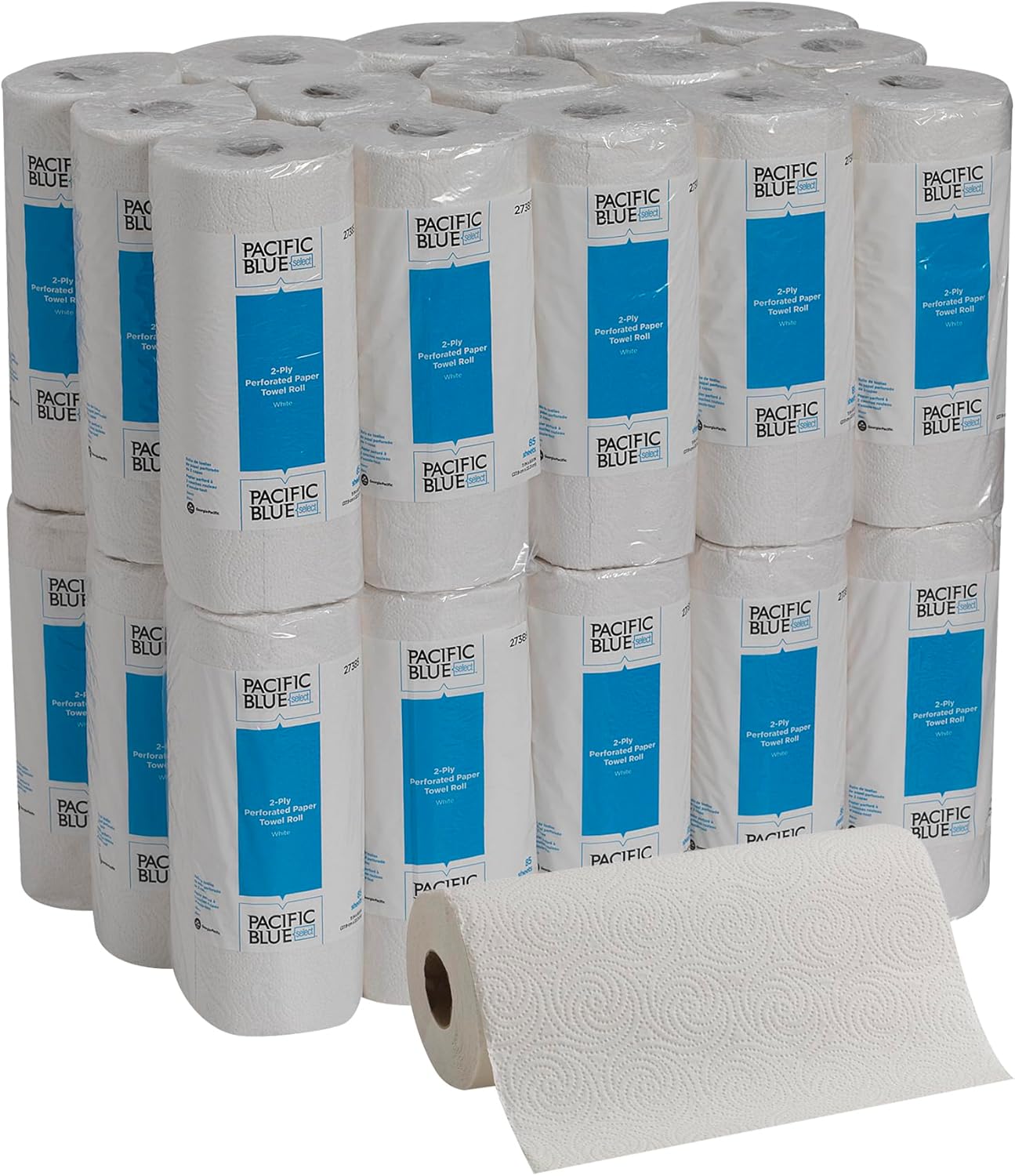 Georgia-Pacific Pacific Blue Select 2-Ply Perforated Roll Paper Towel, White, 85 Sheets Per Roll, 30 Rolls Per Case, 27385