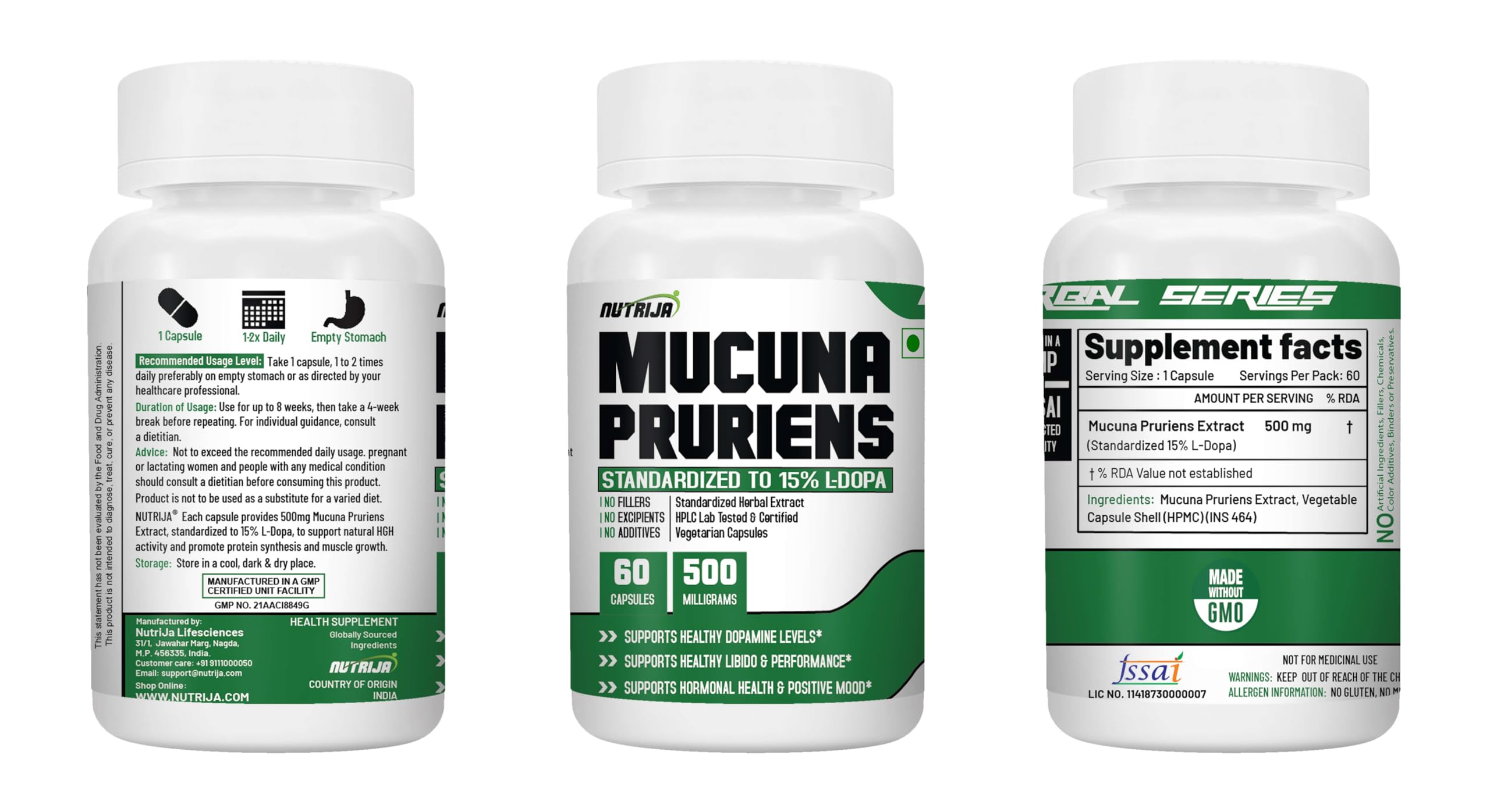 NutriJa Mucuna Pruriens 500MG | 60 Veg Capsules | Standardized to 15% L-Dopa for Healthy Dopamine & Positive Mood | Herbal Extract Supplement 2