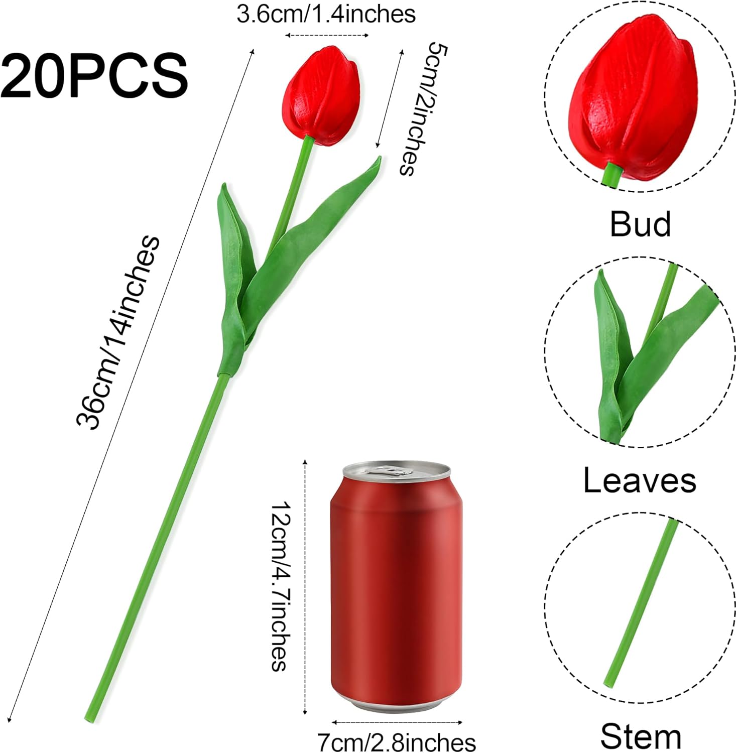 20pcs Artificial Tulips Silk Flowers 14" Real Touch Fake Tulips for Spring Home Decor Living Room,Wedding Centerpiece, Easter (Colorful) - Image 2