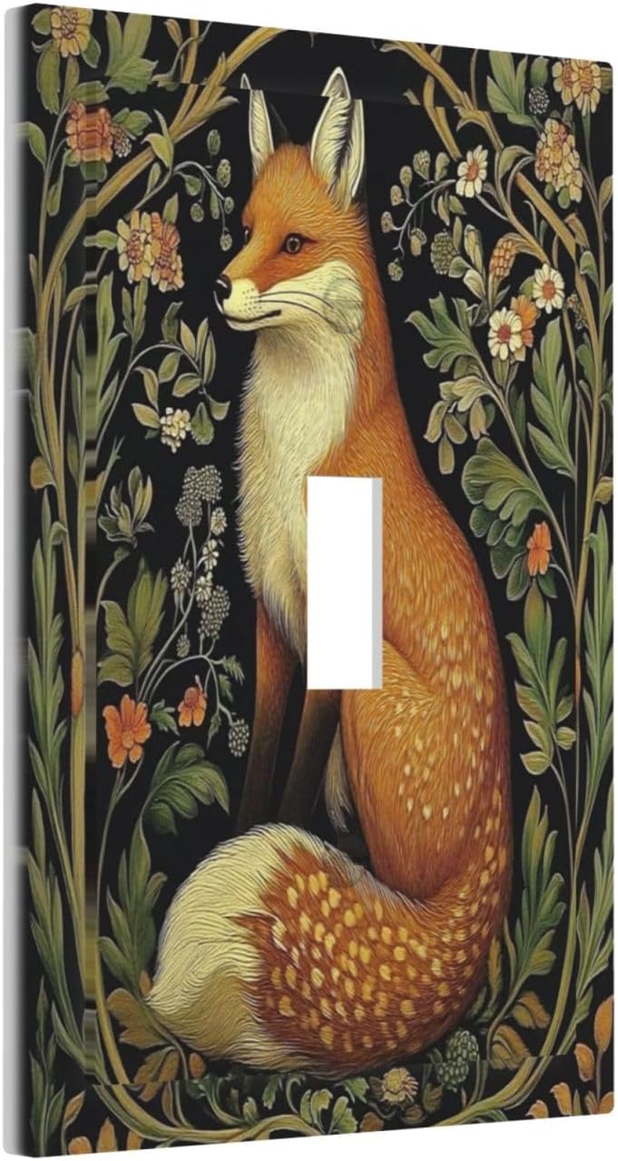 Fox Morris Plants Flowers Vine Colorful Floral Decorative Light Switch Cover 1 Gang Single Toggle Device Electrical Faceplate Switchplates Decorator Outlet Wall Plate For Bed Room Living Room Decor image 2