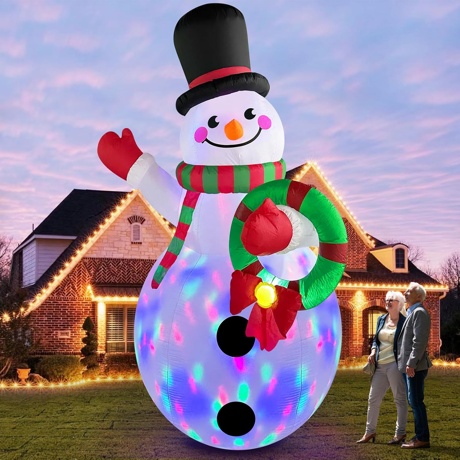 Danxilu 12 FT Giant Christmas Inflatables Snowman Outdoor Decorations Built-in Rotating LED Lights, Huge Blow Up Snow Man with Magic Hat IP44 Waterproof Xmas Decor for Yard Outside Lawn Holiday