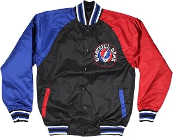 Mens Grateful Dead Steal Your Face Logo Satin Jacket Jacket Black