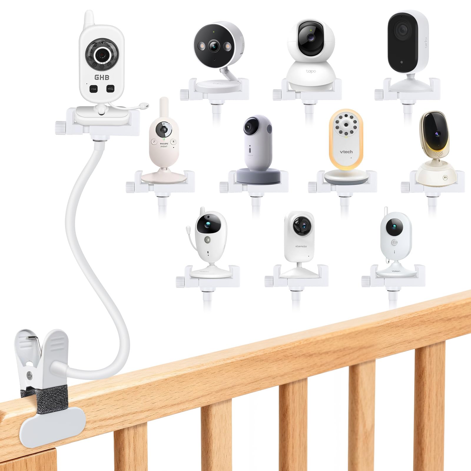 ToyGem Halterung für GHB Babyphone, Babykamera Halter für Philips Avent Babyphone, Universell Klemmerhalter Babyfon Ständer für momcozy/ieGeek/BOIFUN, Handyhalter Monitor Holder Zubehör