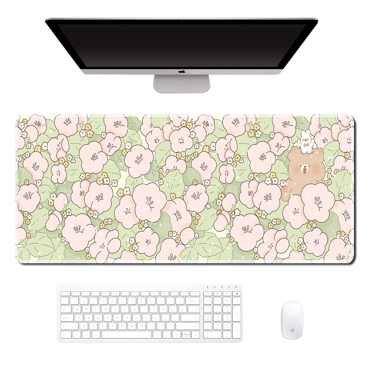 Photo 1 of Large Floral Mouse Pad Original Design Cute Desk Mat for Woman Office Desk xxl Extended Kawaii Gaming Pad