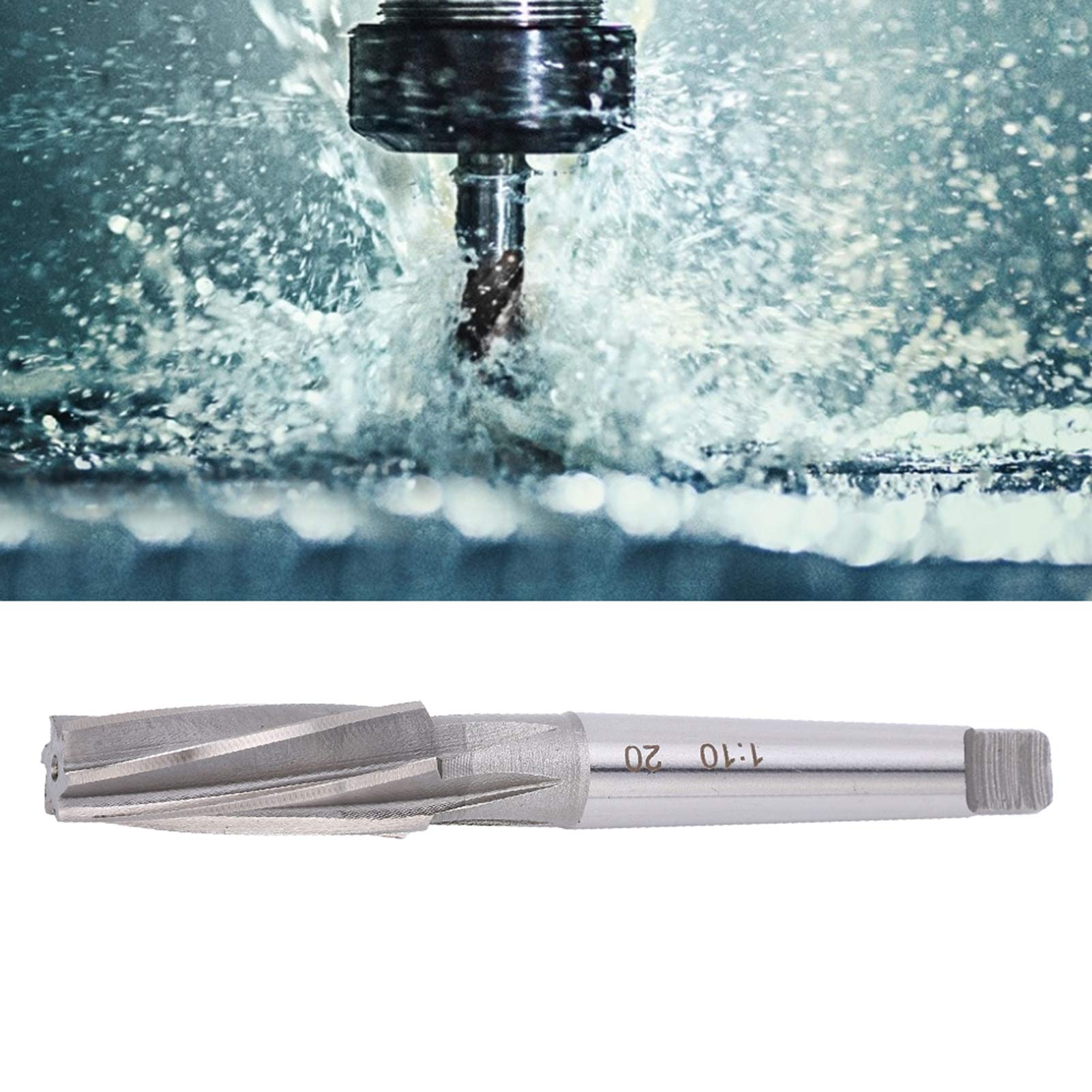 1:10 Taper Shank Spiral Reamer 17x50x22mm, HSS Cutting Tool, High Accuracy, High Speed Steel, Easy Installation, Lightweight and Portable, Cutting, Long Service