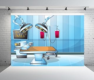 BELECO 5x3ft Fabric Surgery Operating Room Backdrop Kids Cartoon Hospital Medical Equipement Photography Background Nursing School Doctor Nurses Theme Party Decorations Banner Studio Photo Props