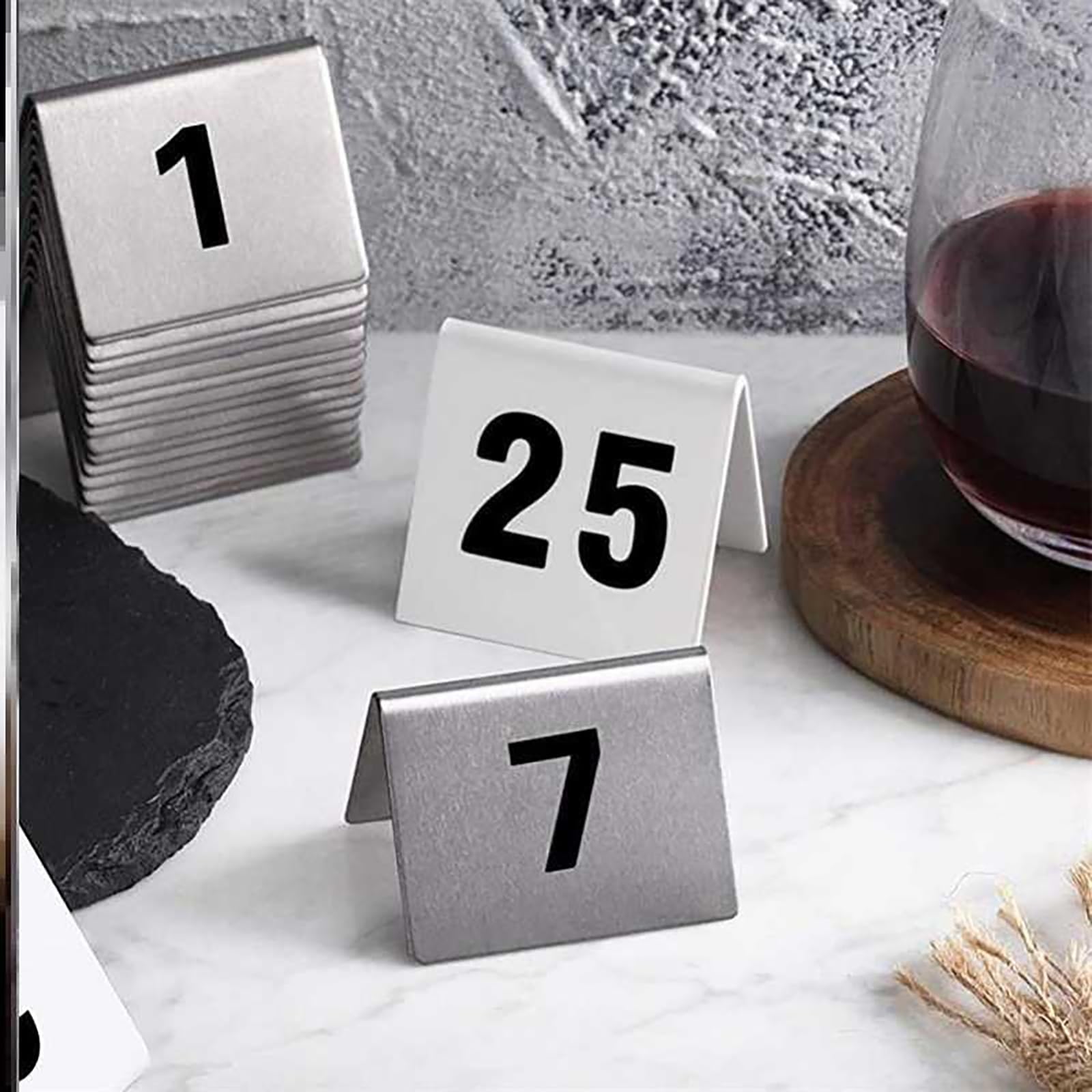 Juego de 10 números de mesa estilo carpa, placa de número de mesa reservada, soporte de metal de acero inoxidable para mesa de restaurante, ideal para banquetes, fiestas, bodas y recepciones, del 1 a