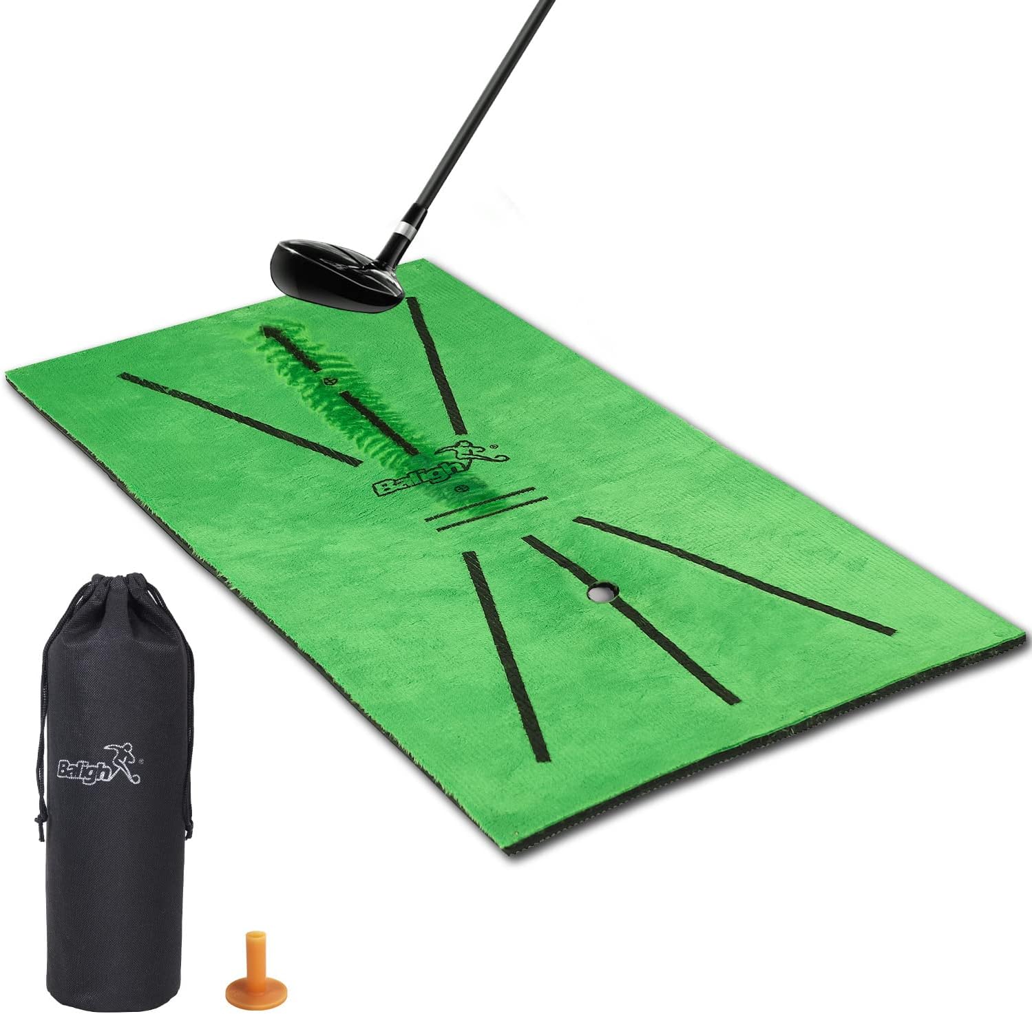 Portable Golf Training Mat,FUNJUMP Golf Practice Hitting Aid for Swing Detection Batting, Velvet Golf Mat with Shock Absorbent Rubber Base, for Indoor Outdoor with Bag (12"X24") : Sports & Outdoors