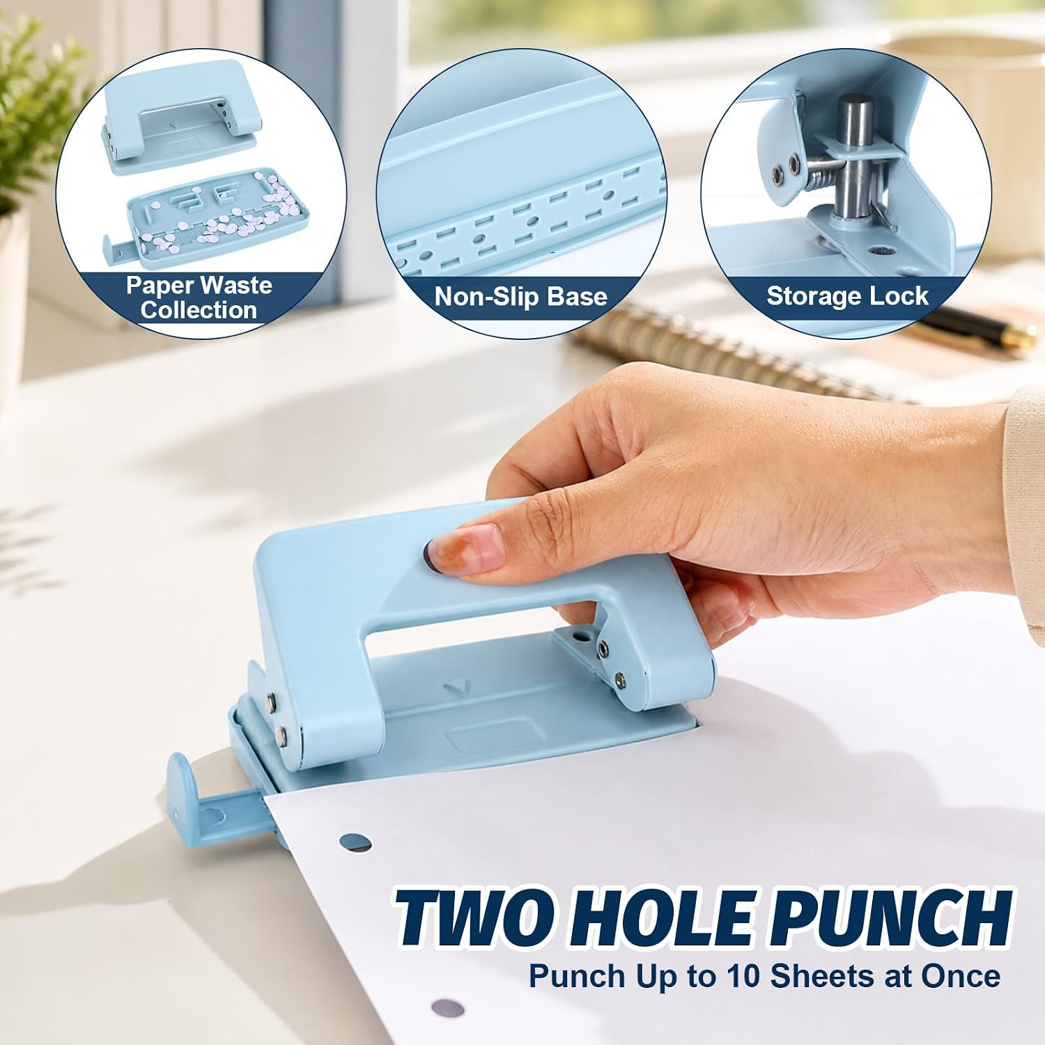 2 Hole Paper Punch,Two-Hole Punch,2 Hole Puncher for File Folder