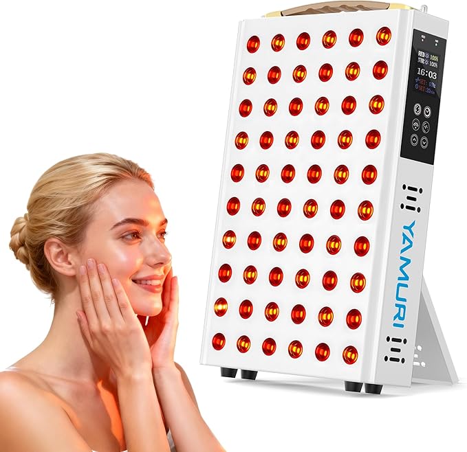 Red Light Therapy for Face, 660nm 850nm Near-Infrared Light Therapy Panel for Body, 110W with 60 Dual Chip LEDs, 135mW/cm² High Irradiance Device for Daily Wellness & Relaxation at Home - YA60