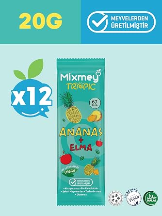 Mixmey Pineapple Fruit Bar 12 Pieces | Healthy Snacks – Vegan, Gluten Free, Protective Free 20gr X 12 Pieces