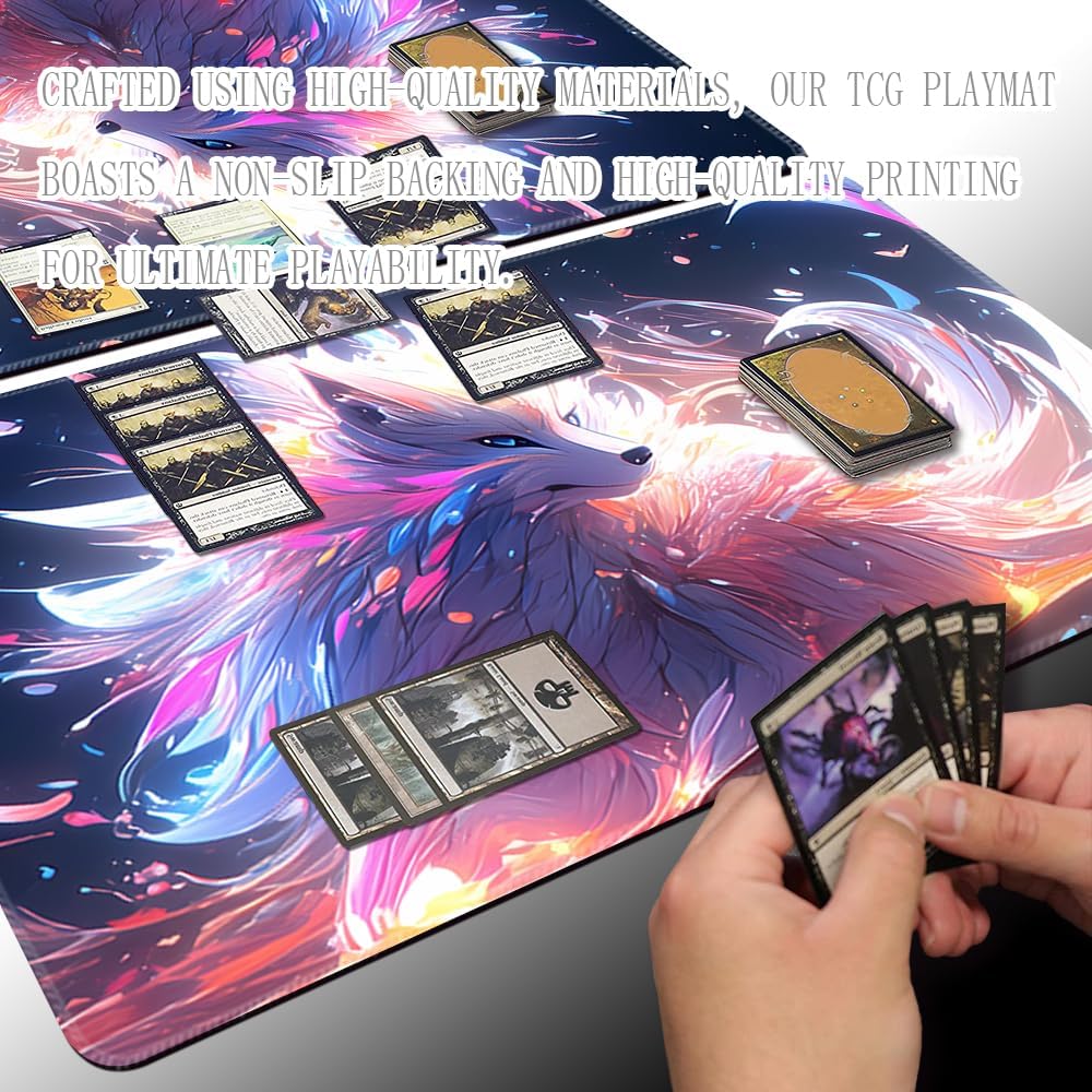 Board Game 14x24in TCG Playmat Compatible for OCG CCG RPG MTG Playmats,Mouse pad Desk Mats (Nine Tailed Fox 1)