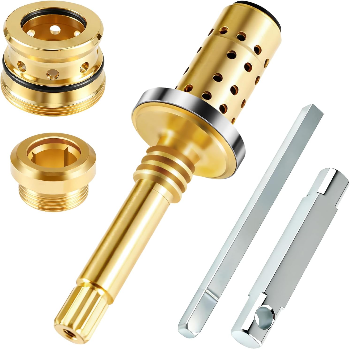 REB Shower Valve Rebuild Kit, TA-10 Flow Control Spindle Assembly, TA-4 Hot and Cold Seats, T-35A/B Seat Removal Tools Compatible with Symmons Temptrol Shower Valve, Brass