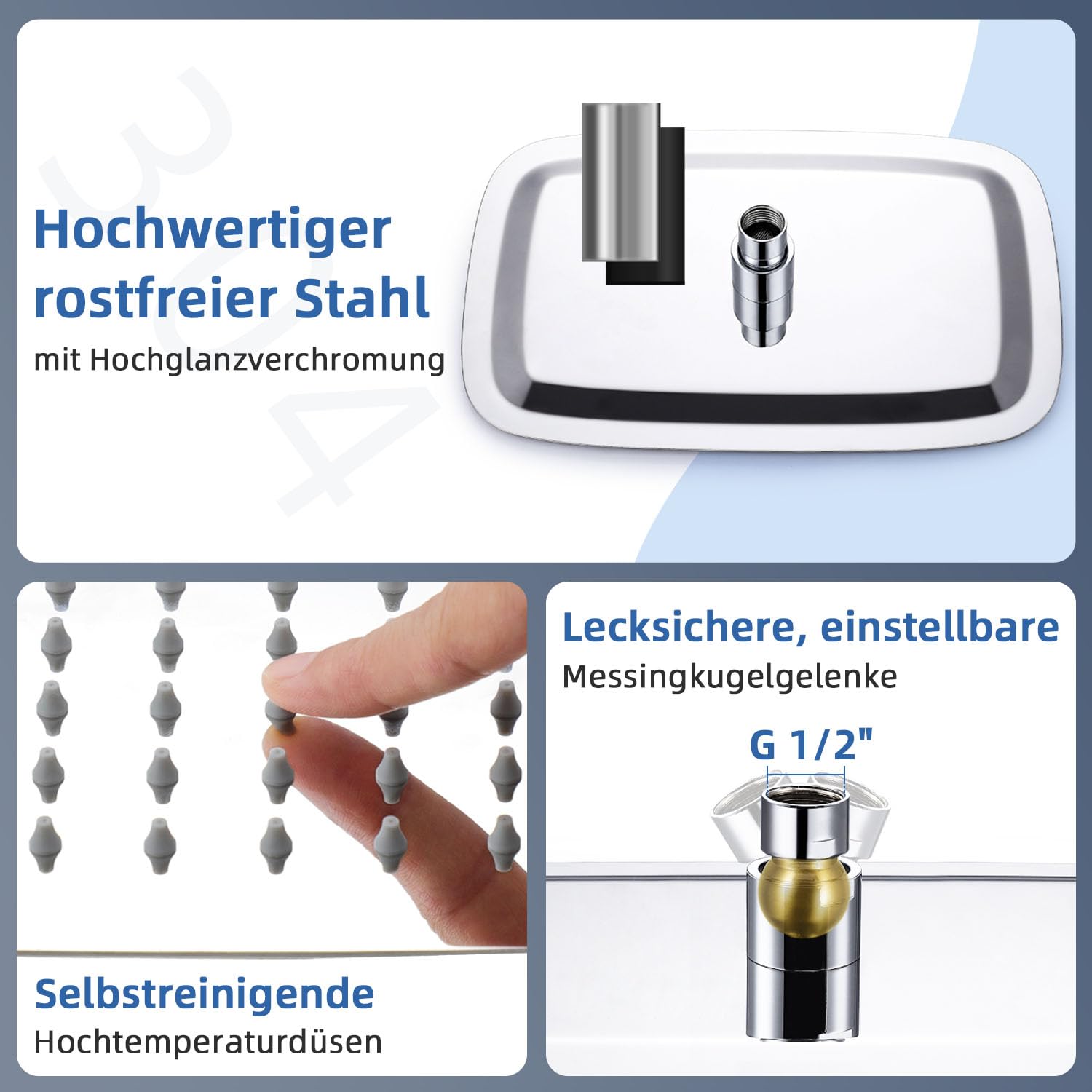 Duschkopf Regendusche, Edelstahl Regendusche Duschkopf, Anti-Kalk-Düsen (Chrom, 35 x 22 cm)