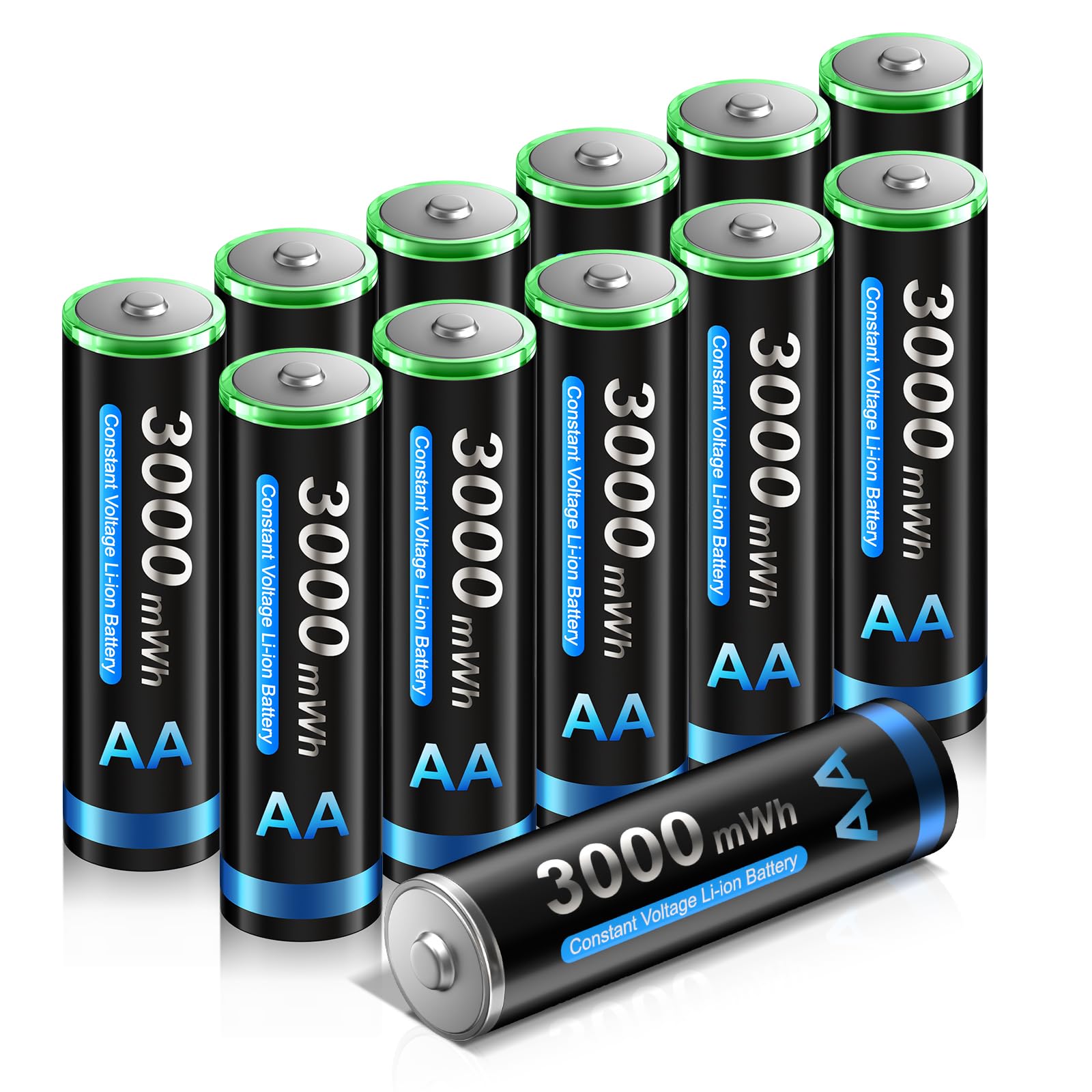 CITYORK AA Akku 3000mWh 12 Stück 1.5V Wiederaufladbare Lithium Batterien mit Akkuboxs Geringe Selbstentladung