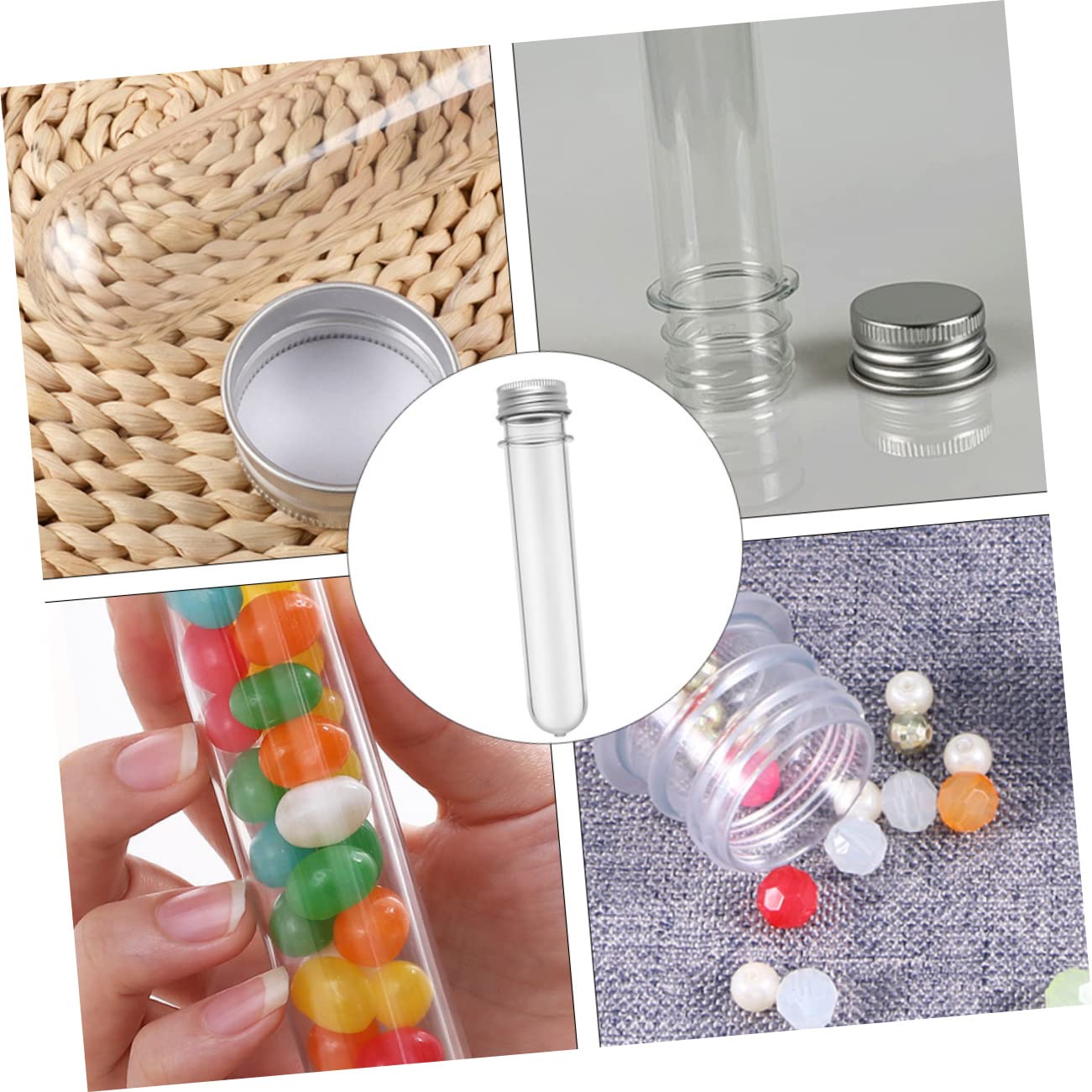 Beaupretty 50 Piezas Botella de Tubo de Ensayo para Baño y Dulces Transparente Tubos de Almacenamiento de Pet de Ensayo