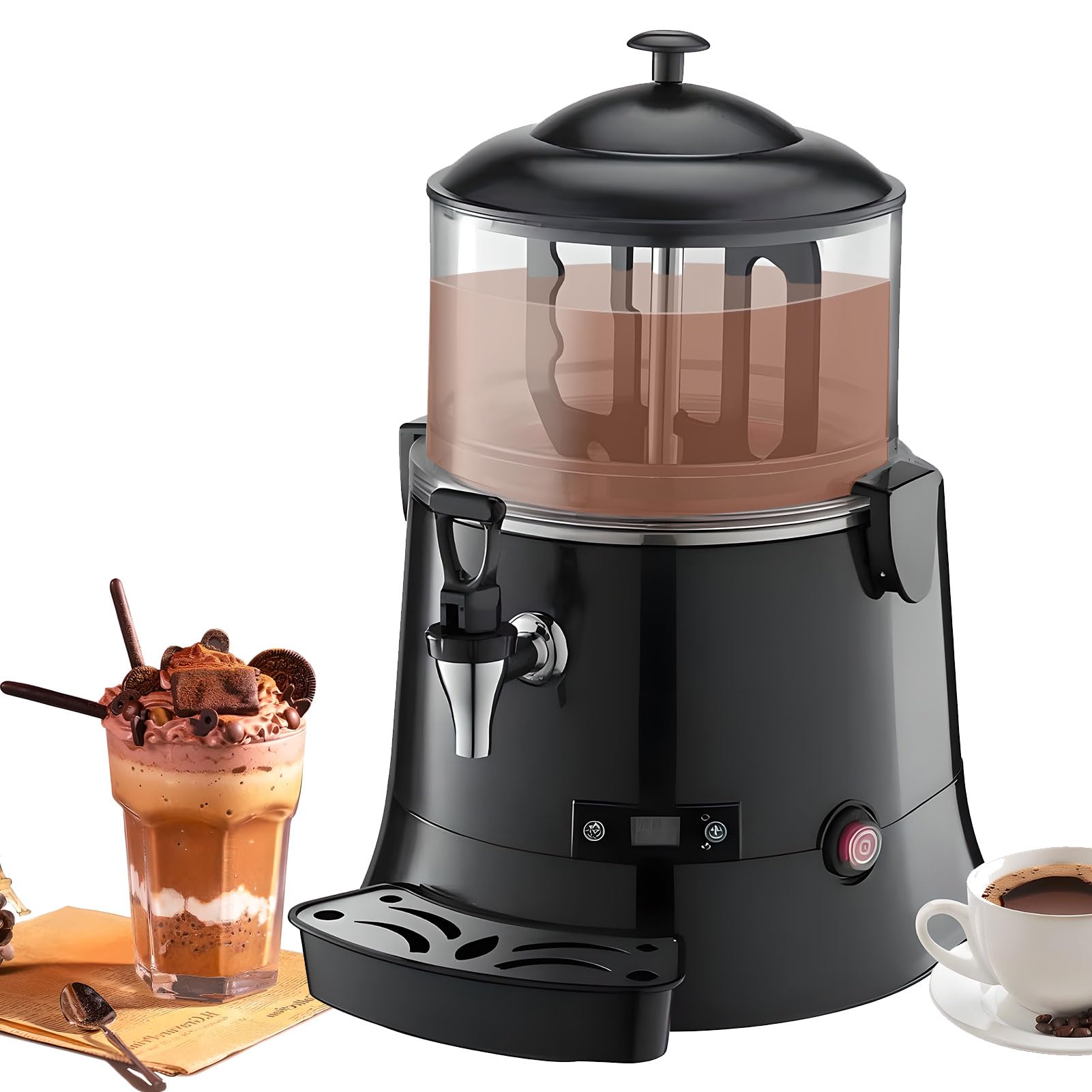 Machine à chocolat chaud commerciale 400 W avec affichage numérique LED, température réglable de 30 à 90 ℃, capacité de 10 L pour réchauffeur de cacao et de boissons