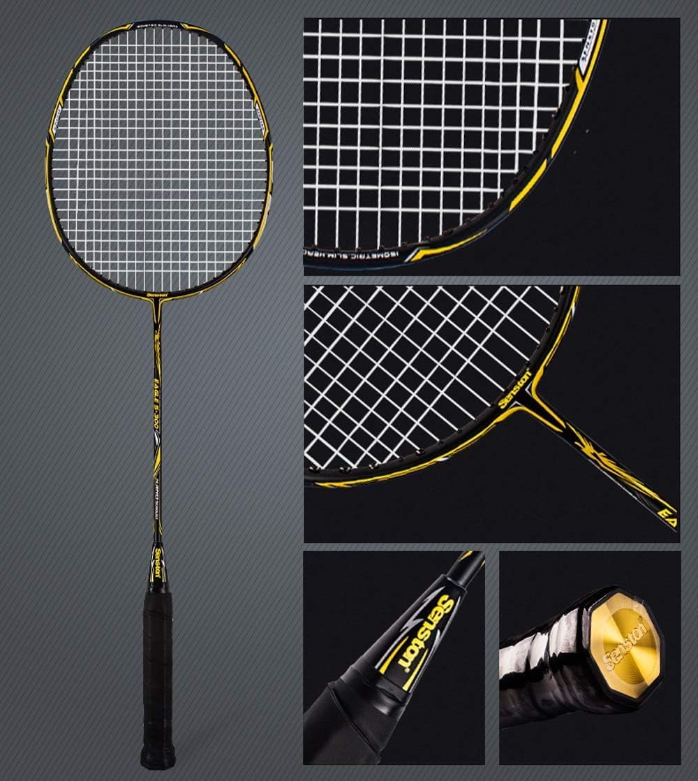 Senston Racchetta da Badminton in Carbonio Grafite con Custodia protettivi di qualità con Volano,Overgrip