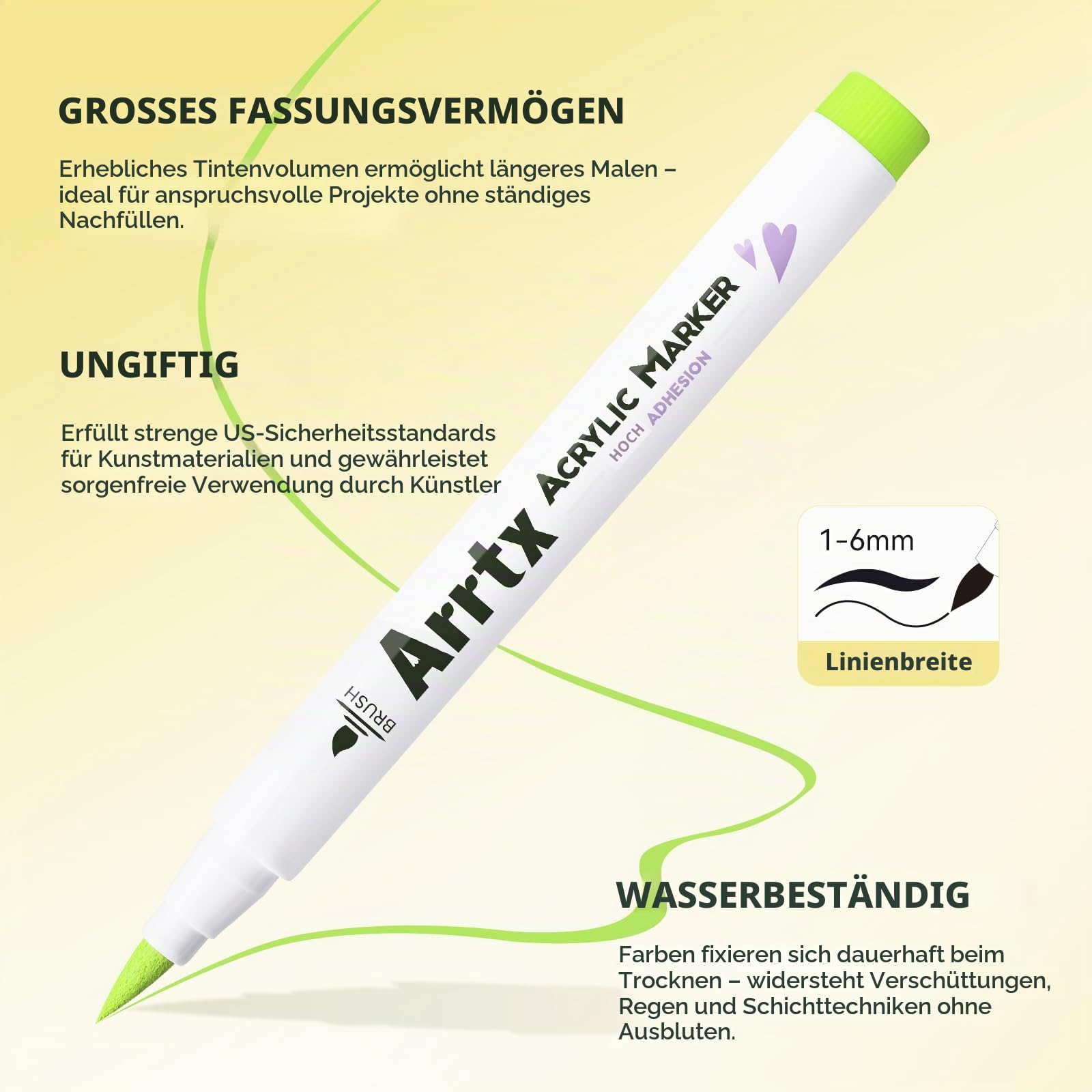 Arrtx Acrylmarker Set 60 Farben Pinselspitze, Wasserbasierte Farbe & wasserfest für Steine, Holz, Keramik, Leinwand, Metall, Kunststoff DIY Projekte, Rock Painting, Kunst Künstler Acryl Marker