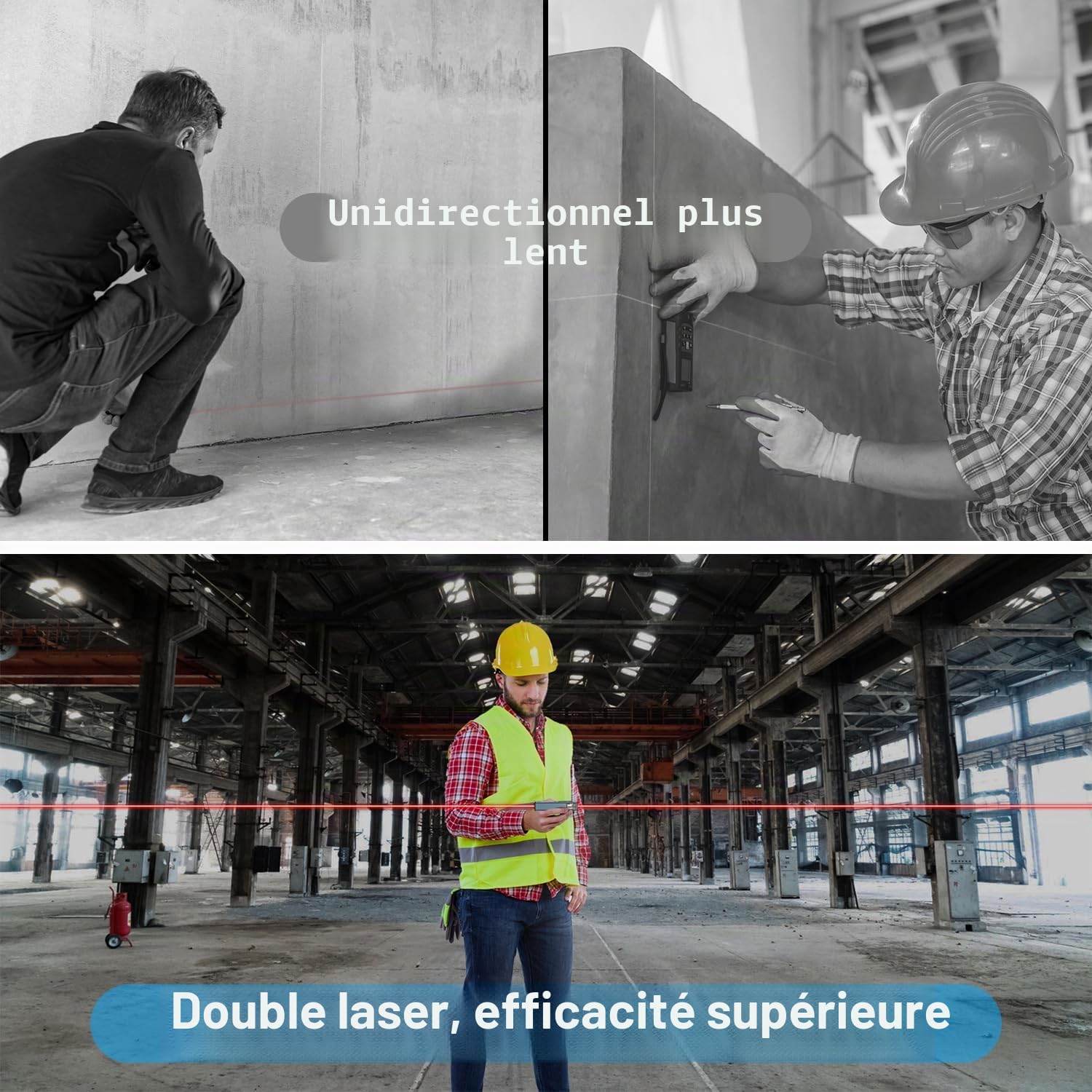 Télémètre Laser Bilatéral, Bauihr 393ft/120M Rechargeable Mesure Laser avec écran LCD Rétro-éclairé, Capteur d'angle Mesurede Unités Commutables,Pythagore, Mesure Surface et Le Volume