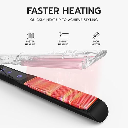 Miniatura 7 de iQUE Plancha y rizador de pelo de Nano Titanium de 1.25 pulgadas 2 en 1 Plancha plana de calentamiento rápido con tecnología iónica, placas
