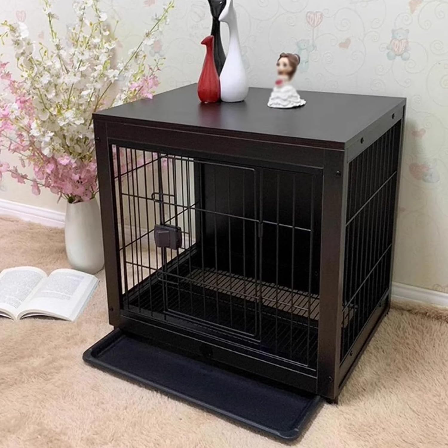 木製猫ハウス屋内、猫ケージ屋内、猫ヴィラ、猫ケージ、木製猫ケージ(Black,S)