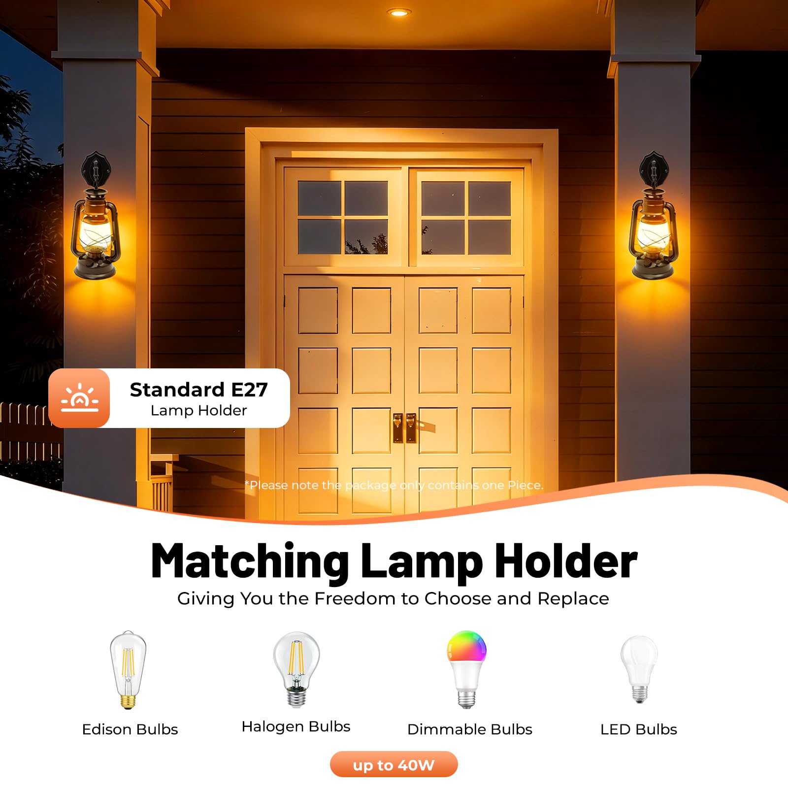Latarnia ścienna LED w stylu vintage, czarna, E27, 5 W, 3000 K, metalowa, 38 cm