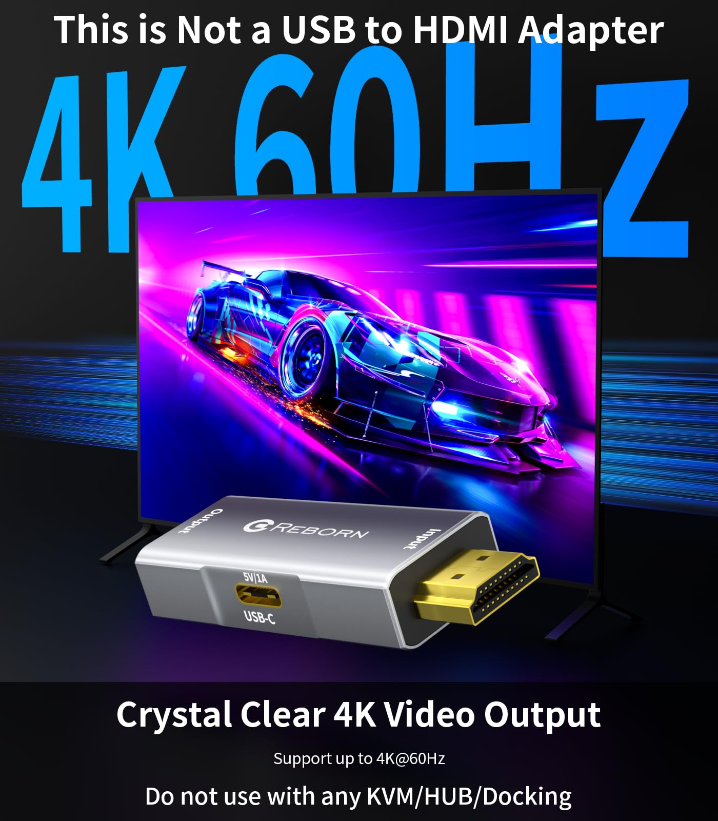 Adattatore da HDMI a Mini DisplayPort, 4K 60Hz, 1080p 120Hz, solo unidirezionale, HDMI (sorgente) 2.0 maschio a mini DP (display) femmina, convertitore per laptop, AMD, NVIDIA, PS5, Xbox e altro