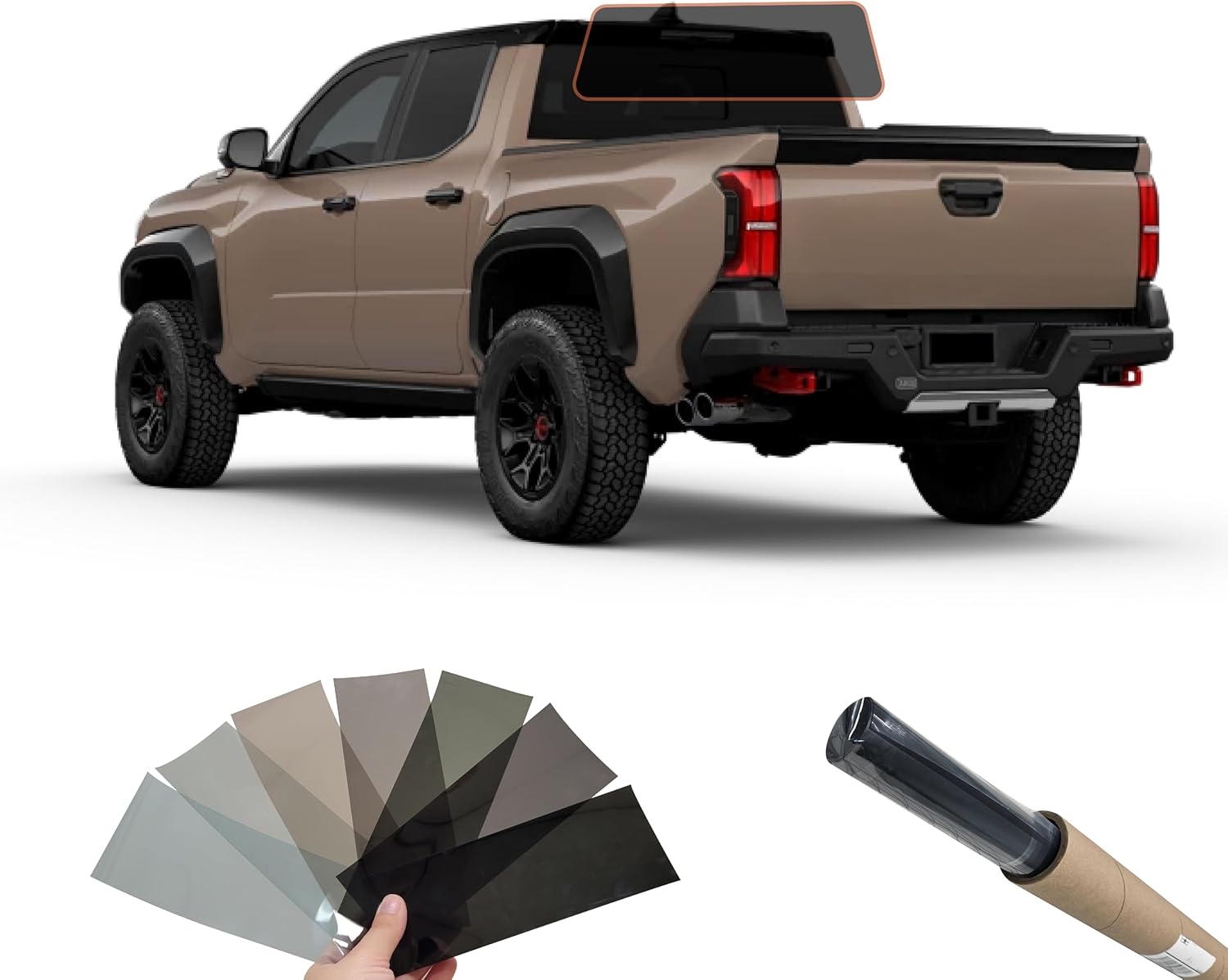DIY MotoShield Pro 2mil Premium Professional Precut Nano Ceramic Window Tint Film Kit for (2024-2025) Toyota Tacoma Extended Cab (Solid Rear Windshield 15%)