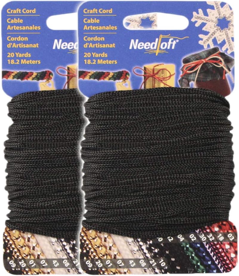 #42 Solid Black - Needloft® Craft Cord 2 Pack 40 Yards (2x20yds)