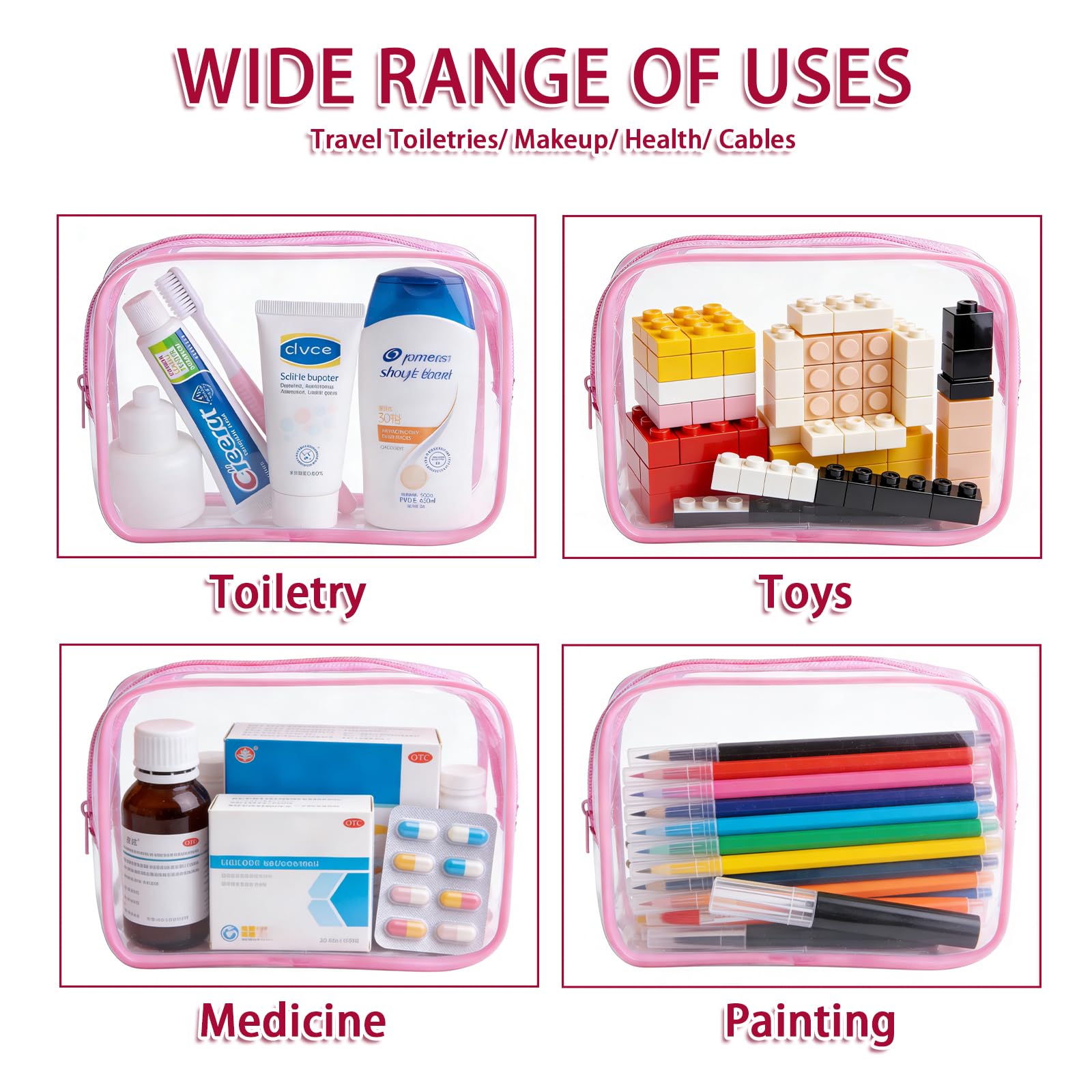PVC Zippered Makeup and Toiletry Organizer Bag