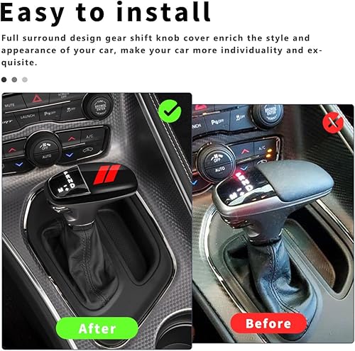 Miniatura 3 de Auovo Cubierta de la perilla de la palanca de cambios para accesorios de cargador Challenger 2015-2023  Durango 2016-2023 (negro y rojo)