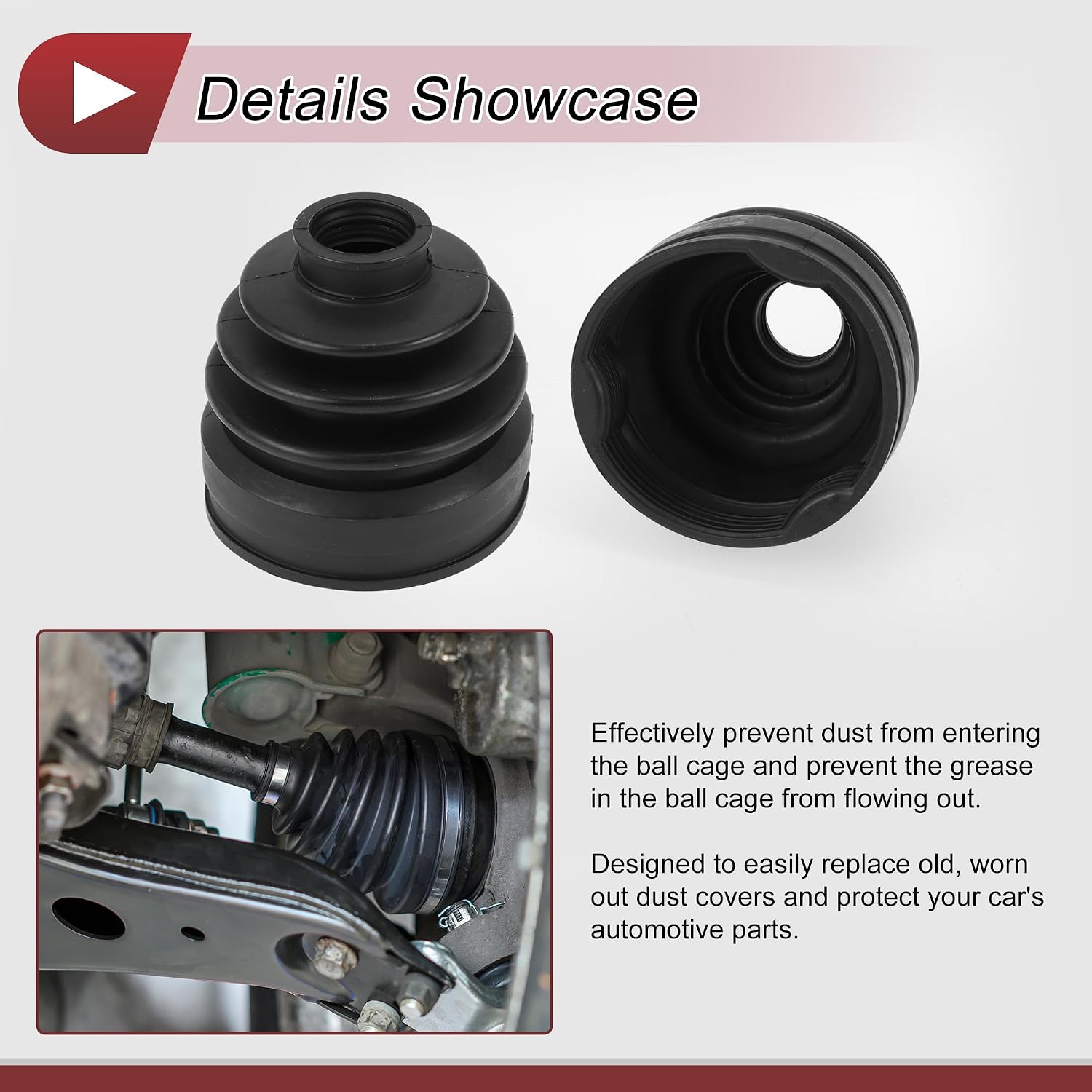 1 Set CV Joint Boot Kit for Nissan Pathfinder 13-20 for Nissan Murano 15-24 Inner Constant Velocity Joint Boot W/Clamps No.C97413JA0A Black Rubber