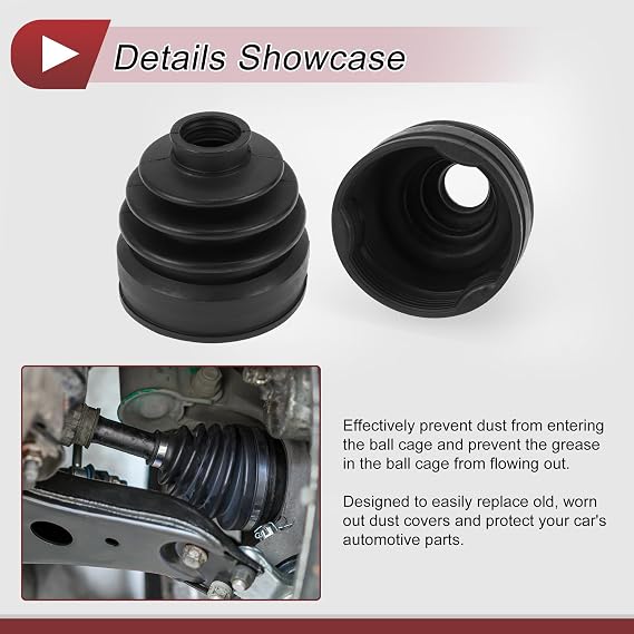 1 Set CV Joint Boot Kit for Nissan Pathfinder 13-20 for Nissan Murano 15-24 Inner Constant Velocity Joint Boot W/Clamps No.C97413JA0A Black Rubber