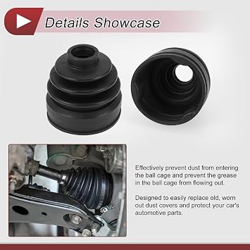 1 Set CV Joint Boot Kit for Nissan Pathfinder 13-20 for Nissan Murano 15-24 Inner Constant Velocity Joint Boot W/Clamps No.C97413JA0A Black Rubber