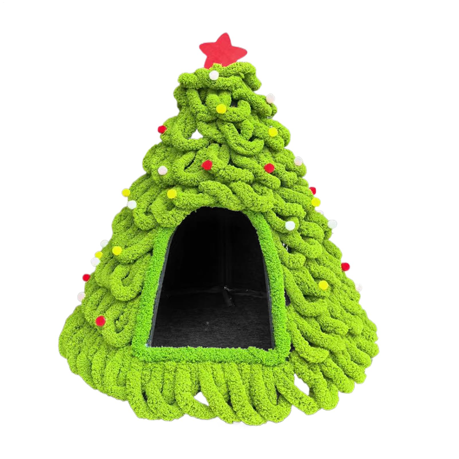 Lit maison pour chat chaud anti-stress - Solution nid tricoté arbre contre le froid
