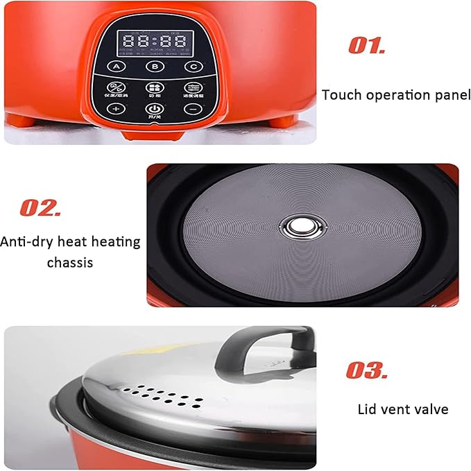 Olla Automática para Perlas 13L, Capacidad Grande Comercial, Panel de Control Inteligente, Rojo miniatura 5