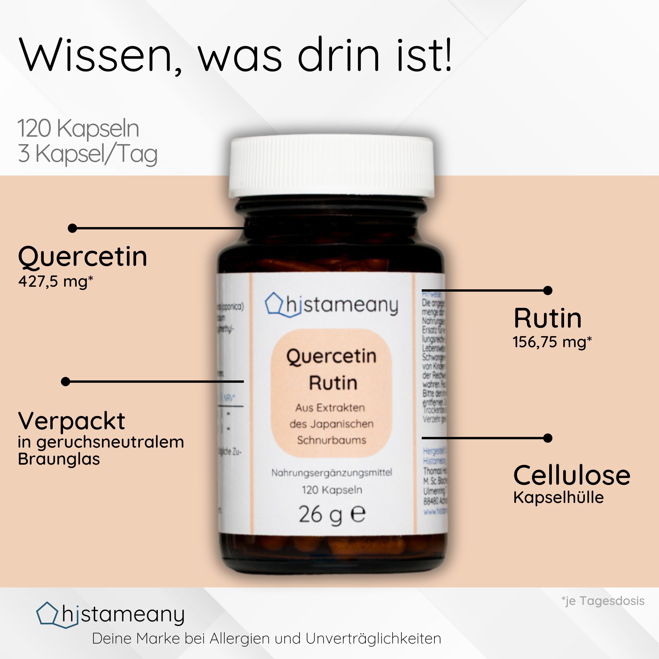 Quercetin-Rutin ohne Zusatzstoffe, 120 Kapseln (26 g)