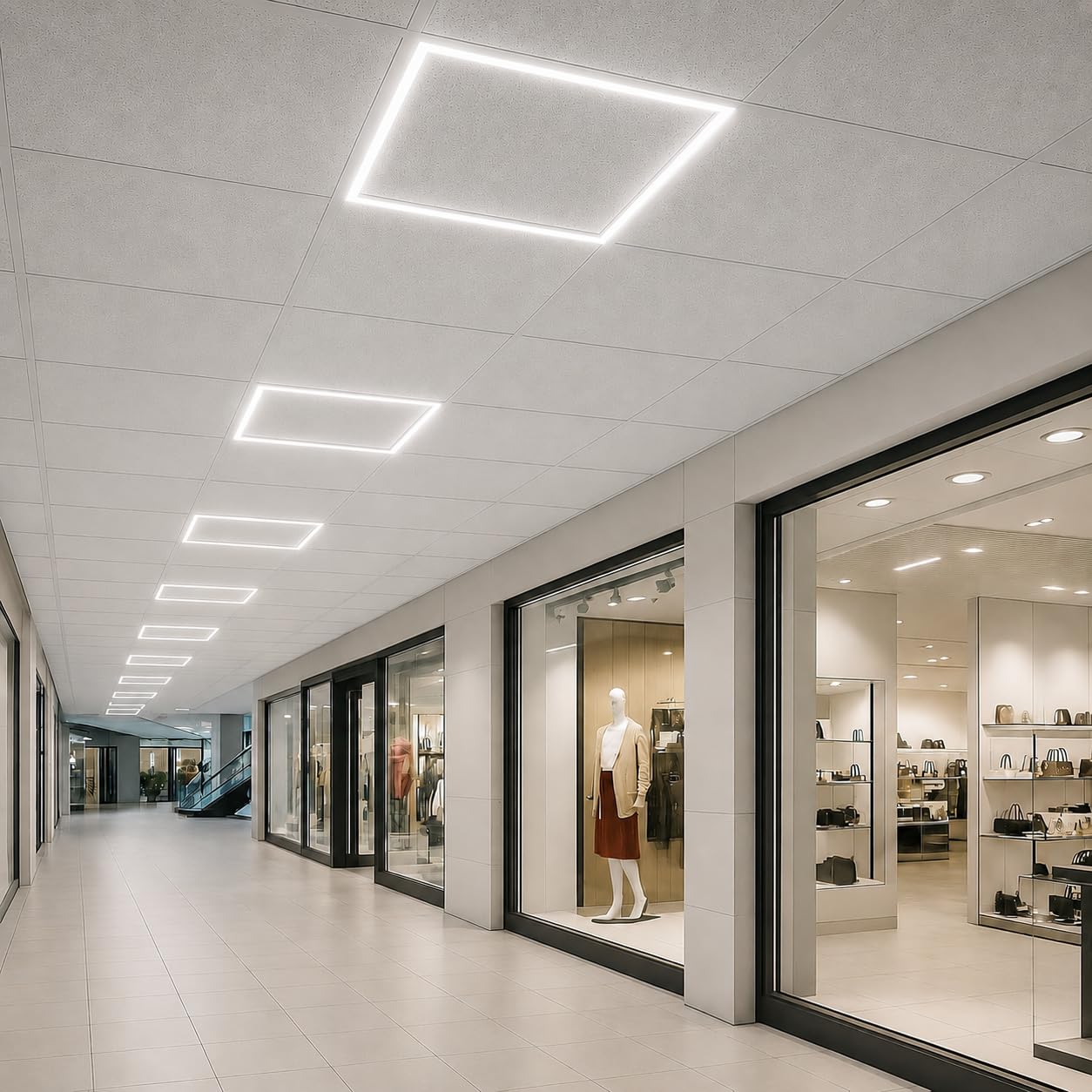 Jandei – Zestaw 2 x panel LED 60x60cm. Luminous Frame 48W 4800 lumenów, płyty do montażu podwieszanego sufitu wymiennego Armstrong, 40000 godzin - Sterownik w zestawie (światło naturalne 4200k)