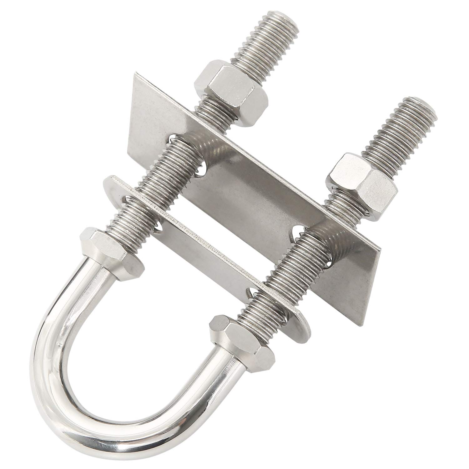 NovelBee 2-Pack of Stainless Steel Bow Stern Eye Tie Down U Bolt with Nuts and Washers,Stock Dia.1/2" (Length:4-3/4")