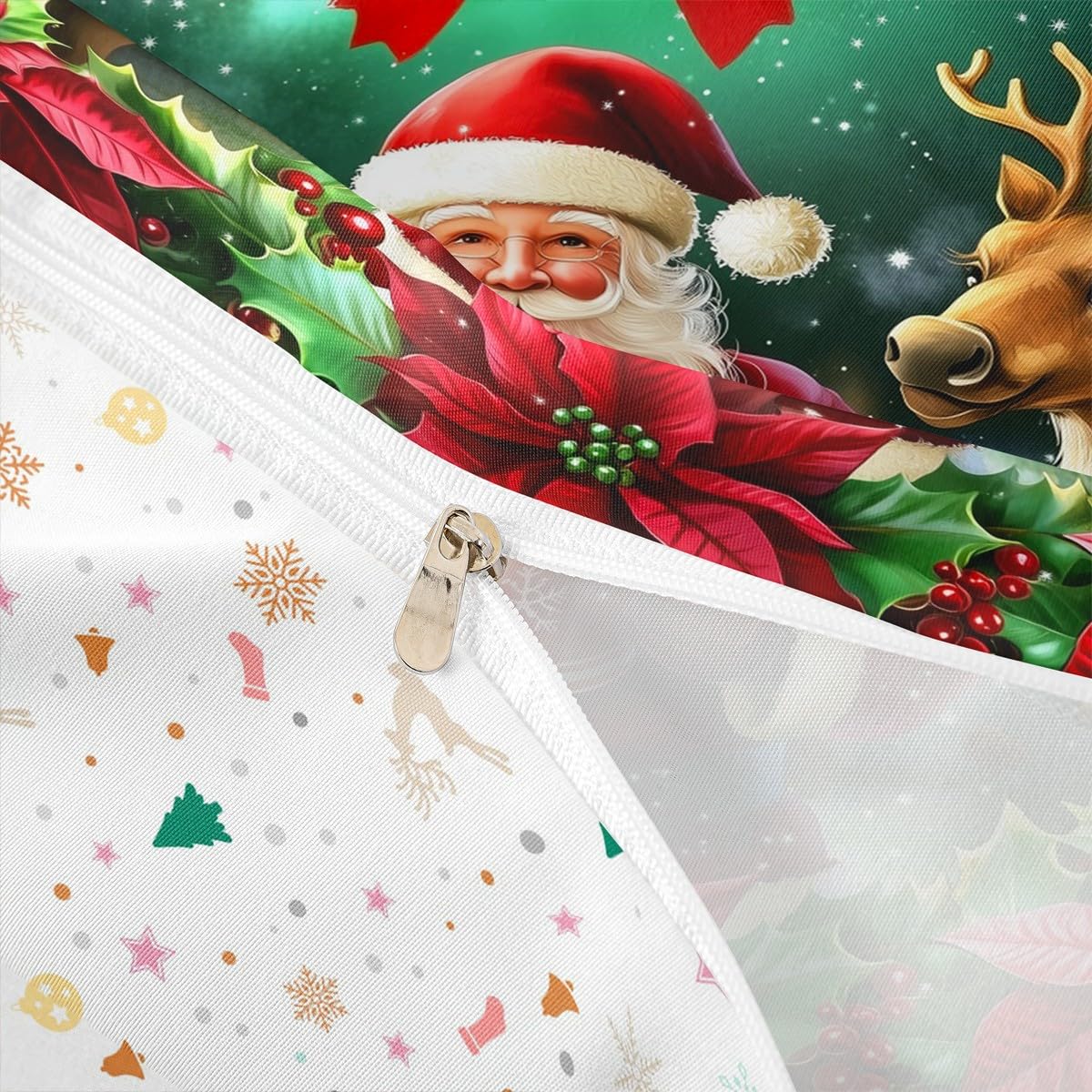 Homewish Czerwony Święty Mikołaj zestaw pościeli kreskówka czerwona świąteczna poszewka na kołdrę Super King, renifer łoś Boże Narodzenie dekoracja poszewka na kołdrę dla dzieci chłopców dziewcząt