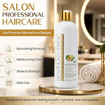 DOMINICAN MAGIC Avocado Oil Nourishing & Moisturizing Shampoo for All Hair Types - Hydrating Shampoo with Vitamin E & Keratin - Hair Shampoo for Natural & Healthy-Looking & Beautiful Hair - 16oz
