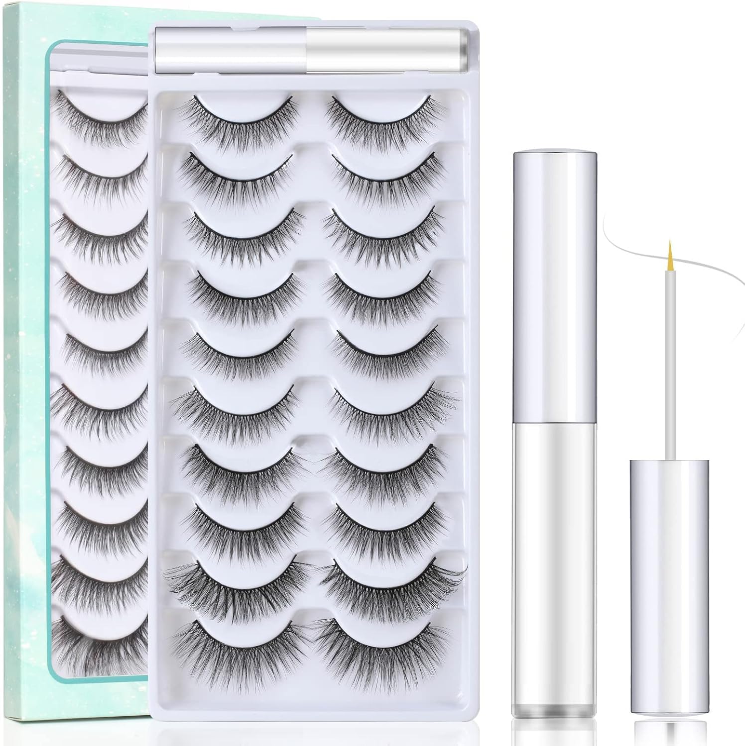 SISILILY False Eyelashes Multipack with Eyelash Glue 10 Pairs