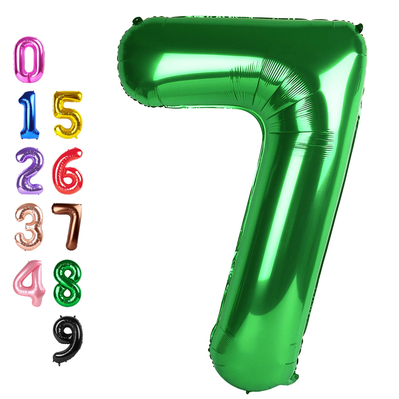 Numbers Balloon 7, 40 Inch 7 Balloons for Birthday Party, Dark Green Number Balloons for 7, 17, 27 Game Competition Wedding Anniversaries Party,