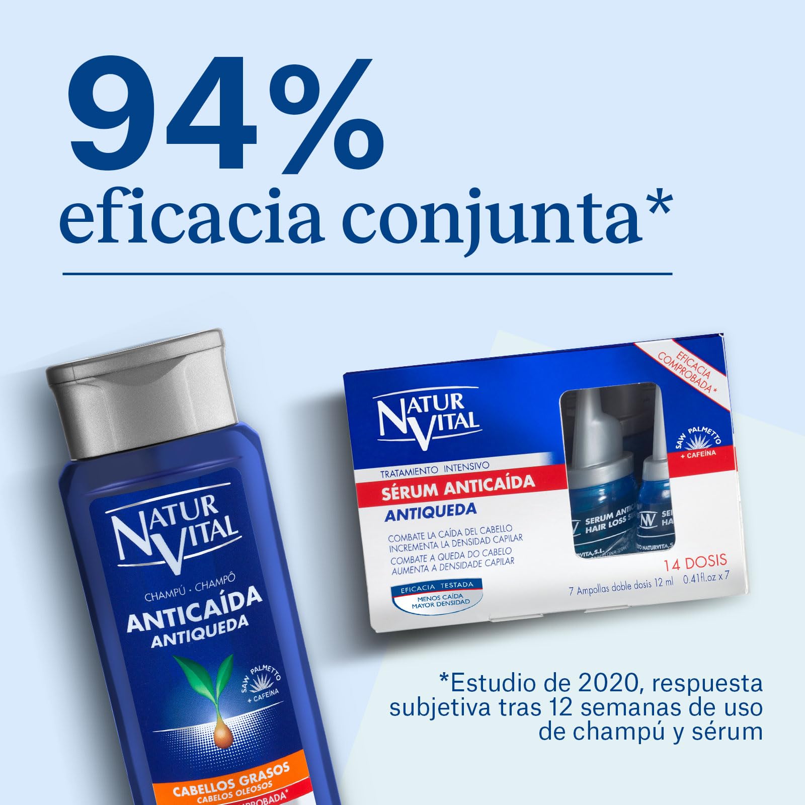 NaturVital - Champú Anticaída para Pelo Graso, Sin Parabenos ni Siliconas, Previene la Caída del Cabello, Champú Natural Fortificante, para Hombres y Mujeres, 300ml