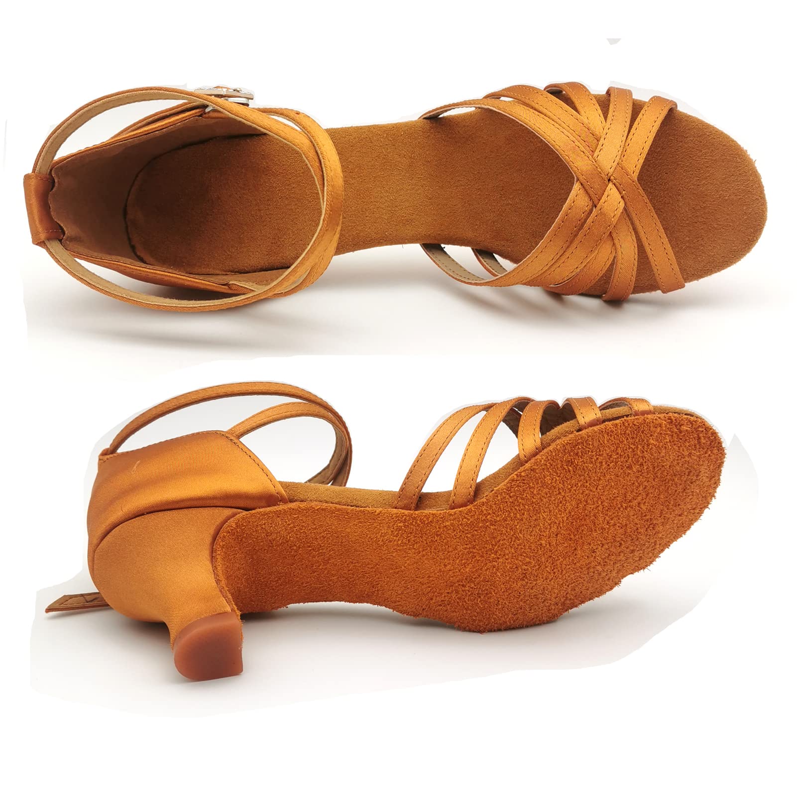 Aryatrion Latin Dance Shoes for Women Satin Professional Ballroom Salsa Cha-cha Practice Performance Dance Shoes 2 inch Size 8 WBBN538