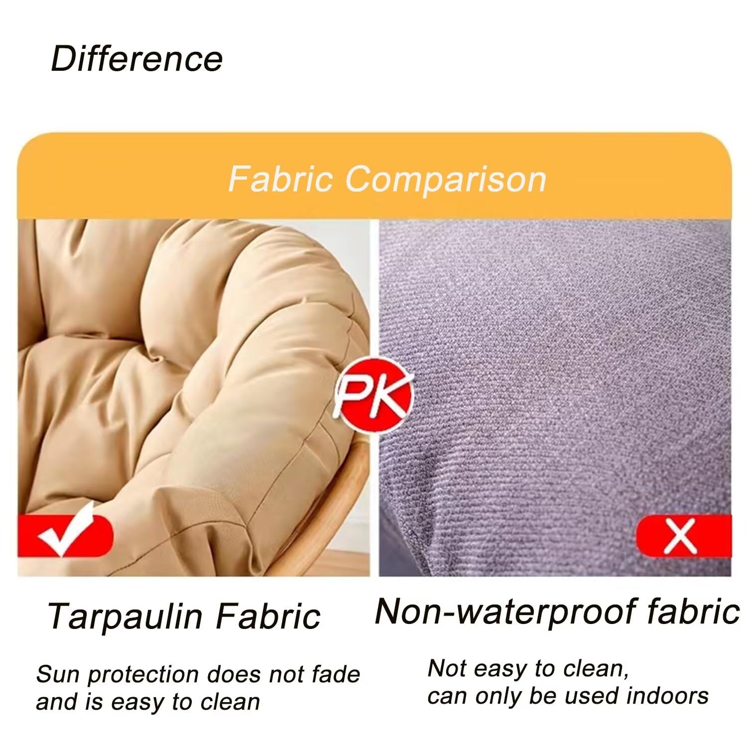 Cojín redondo impermeable para silla colgante para silla de jardín, color caqui, 100 cm