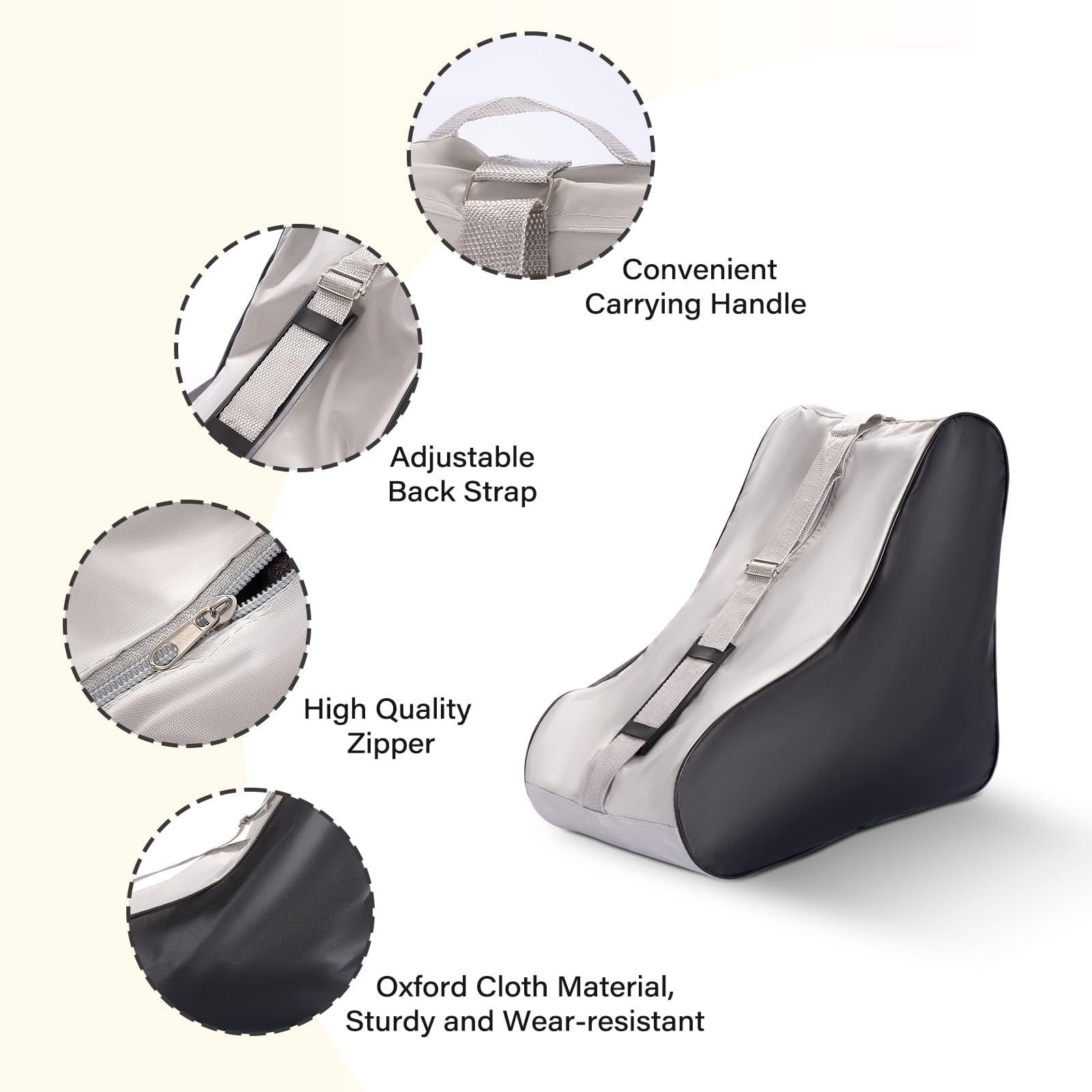 Skating Shoes Carry Bags Roller Skate Bag, Oxford Ice Skates Storage Bag for Kids & Adults, Unisex Adults Ice & Skate Bag II Fabric and Beach with Adjustable Shoulder Strap