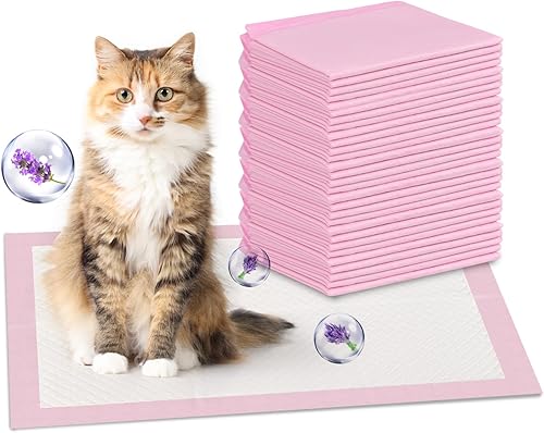 30 almohadillas de arena para gatos de 16.9 x 11.4 pulgadas, almohadillas rosadas con aroma a lavanda para gatos, superabsorbentes, a prueba de