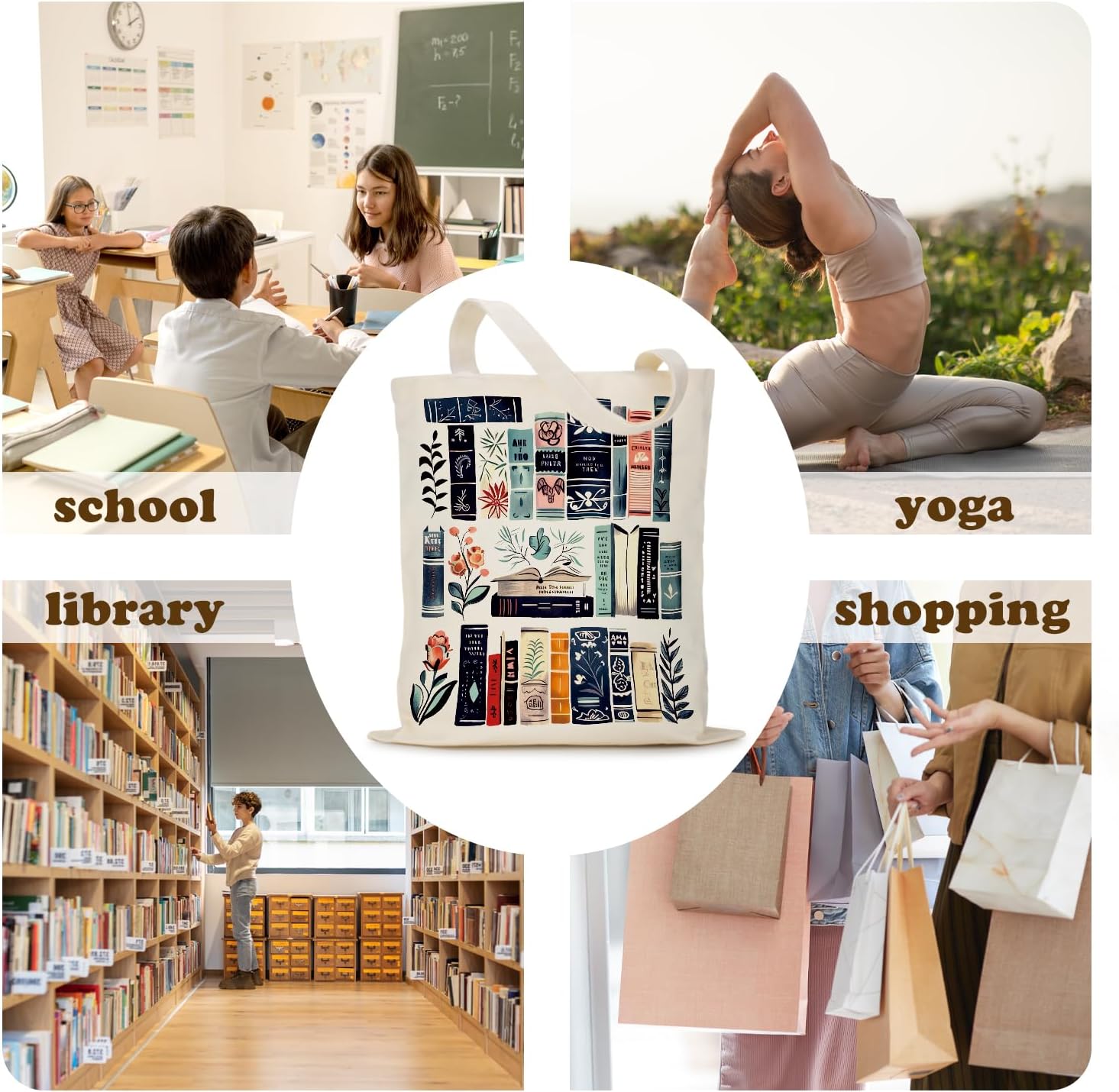 Little Library Canvas Tote Bag for Book Lovers, Librarian, Bookish, Readers, Library Present, Birthday Gifts for Woman Student Daughter Friends Female Coworker Sister - Image 5